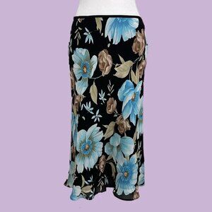 y2k blue brown floral boho girly granola skirt